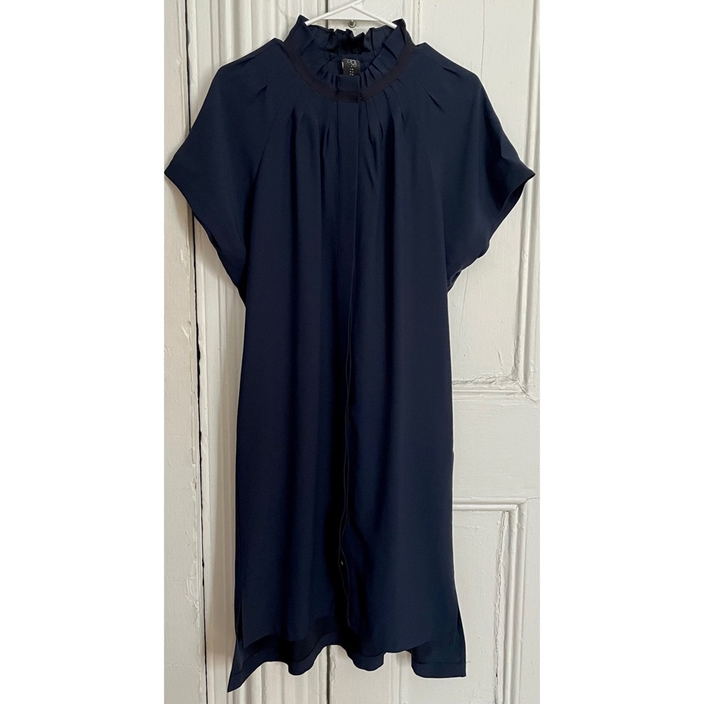 Zero + Maria Cornejo Navy Pintuck Dress